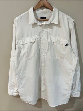 Patagonia Long-Sleeved Sol Patrol Button Up Shirt White Size XL Fishing 54253